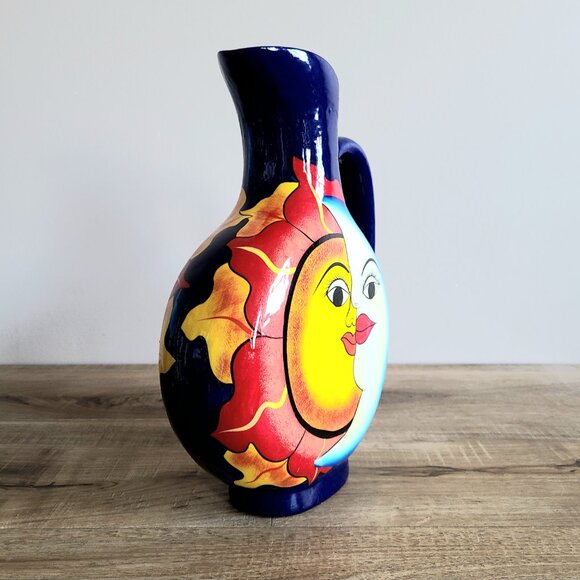 Large ceramic Sun and Moon pitcher/vase - Picture 3 of 8